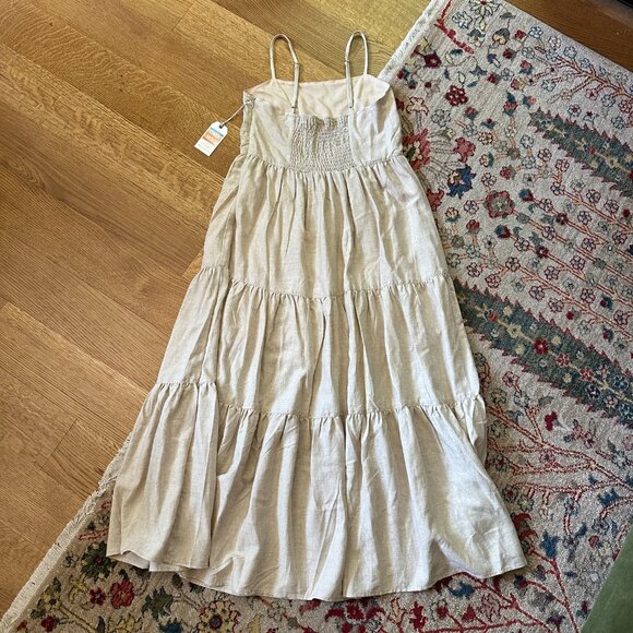 CALI 1850 {NWT} Lined Tiered Maxi Dress | Small, oatmeal | spaghetti strap - Picture 3 of 13
